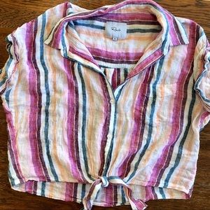 Funky striped button-up top